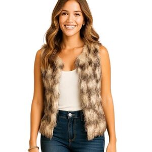 Chicos Size 0 Neutral Fringe Lined Vest Festival Casual Western Layering